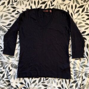 525 America Dark Navy Blue V-Neck Quarter Sleeve Sweater Women’s Small S/CH